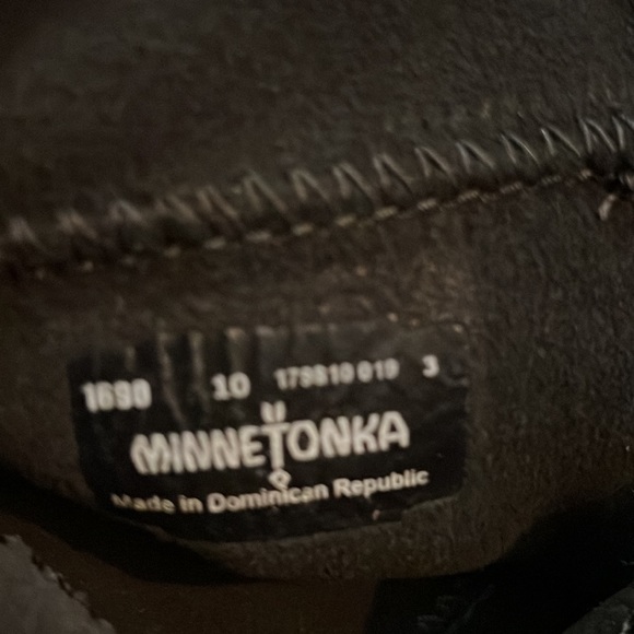 Minnetonka black suede vintage style hippie boho festive tall boots with fringe - Picture 7 of 9